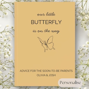 Butterfly Baby Shower Guest Book - Advice for Parents, Personalized Memory Journal, Gender Neutral, Custom Keepsake Gift, Baby Shower Book