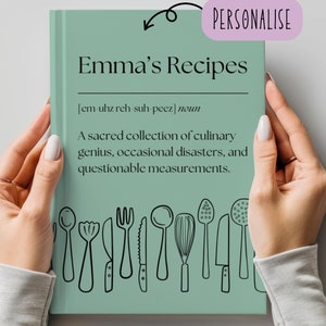 Funny Personalised Recipe Book, Hard Backed Journal, Blank Recipe Notebook, Custom Cooking Journal, Baking Gift For Her, Kitchen Recipe Book