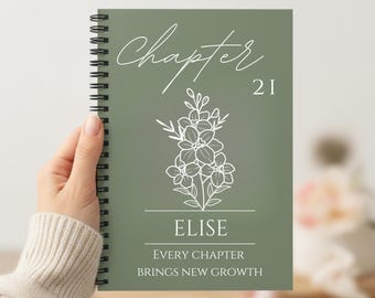 21st Birthday Gift for Her Him Chapter 21 Name Journal Birth Month Flower A5 Notebook, Personalized Birthday Gift for 21 Year Old Daughter
