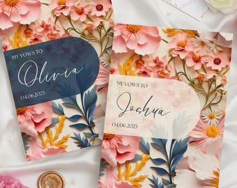Wildflower Vow Books Custom His And Her Vow Books Elegant Wedding Keepsake Personalized Romantic Wedding Ceremony Gift Floral