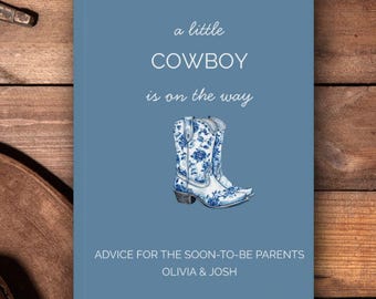 Cowboy Baby Shower Advice Book – A Little Cowboy Is on the Way, Western Theme Guestbook, Rustic Baby Keepsake Journal, Country Parent Gift