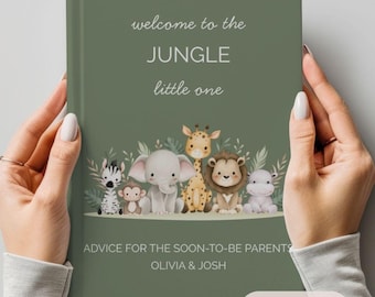 Baby Shower Advice Book - Jungle Safari Guest Book, Wild One Party Keepsake, Personalized Parent Journal, Jungle Theme Baby Shower Keepsake
