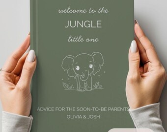 Baby Shower Advice Book - Jungle Safari Guest Book, Wild One Party Keepsake, Personalized Parent Journal, Jungle Theme Baby Shower Keepsake