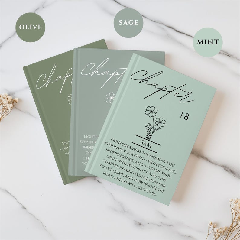 18th Birthday Gift for Her or Him-Chapter 18 Name Journal, Birth Month Flower Notebook, Personalized Birthday Gift for 18 Year Old Daughter image 9