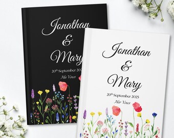 Wildflower Vow Books Custom His And Her Vow Books Wedding Keepsake Personalized Romantic Wedding Ceremony Gift, Wildflower Wedding, Matching