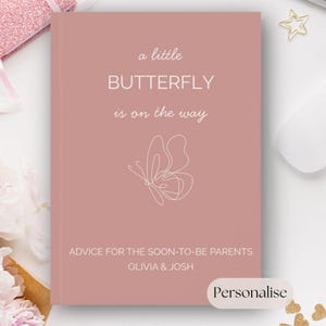 Baby Shower Guest Book - Advice for Parents, Personalized Memory Journal, Gender Neutral, Custom Keepsake Gift, Butterfly Baby Shower Book