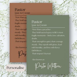 Diario Pastorale Personalizzato, Regalo di Apprezzamento Pastorale Personalizzato, Diario in Pelle Vegana, Regali di Ringraziamento Unici per Pastore D02, Regalo per Pastore