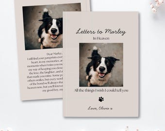 Journal personnalisé Lettres à mon chien - Cadeau commémoratif de chien - Livre personnalisé - Cadeaux perte de chien - cadeau de sympathie à la mémoire d'un chien - Chien au paradis