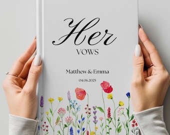 Wildflower Vow Books Custom His And Her Vow Books Wedding Keepsake Personalized Romantic Wedding Ceremony Gift, Wildflower Wedding, Matching