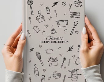 Libro de recetas personalizado en blanco - Libro de cocina en blanco para el nombre, diario de recetas familiares para hacer tú mismo, regalo para amantes de la comida, regalo de cocina para ella, libro de cocina personalizado