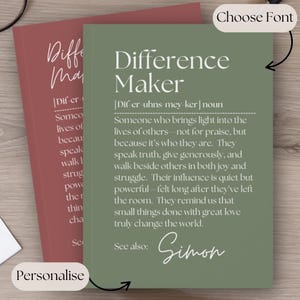 Personalized Difference Maker Journal, Custom Coworker Gifts, Inspirational Notebook for Teachers, Mentor Leader Appreciation, Teacher Gift