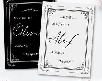 Personalized Vintage Vow books - Custom Wedding Ceremony Vow Booklets, Luxury Speech Notebook, Gifts for Bride and Groom, His and Hers Gift