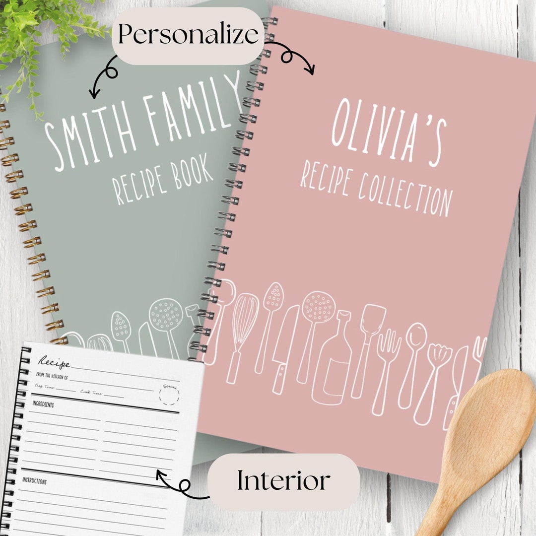 Personalized Recipe Book - Custom Blank Cookbook With Name, DIY Family ...