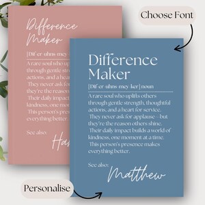 Personalized Difference Maker Journal, Custom Coworker Gifts, Inspirational Notebook for Teachers, Mentor Leader Appreciation, Teacher Gift