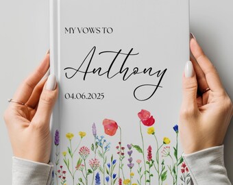 Wildflower Vow Books Custom His And Her Vow Books Wedding Keepsake Personalized Romantic Wedding Ceremony Gift, Wildflower Wedding, Matching