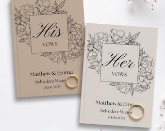 Personalised Wedding Vow Book, Luxury Vow Booklets, Elegant Minimalist Vow Journal, Bride Groom Keepsake, Neutral Wedding Gift For Bride
