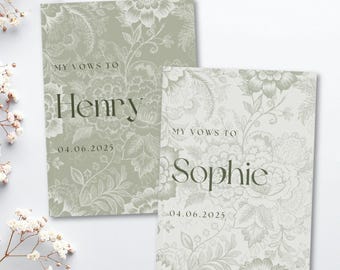 French Toile De Jouy Vow Books Custom His And Her Vow Books Roman Numerals Wedding Keepsake Personalized Romantic Wedding Ceremony Gift