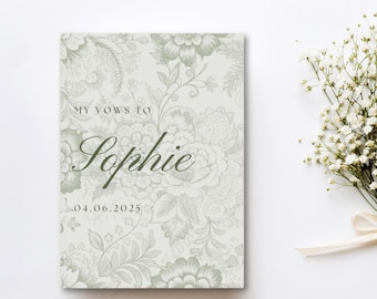 French Toile De Jouy Vow Books Custom His And Her Vow Books Roman Numerals Wedding Keepsake Personalized Romantic Wedding Ceremony Gift
