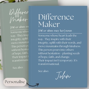 Difference Maker Journal, Gift For Mentor, Inspirational Notebook for Teachers, Personalized Leader Appreciation Thank You Gift, Hero Gift