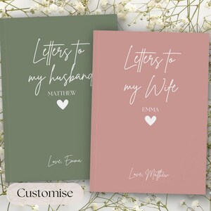 Letters to My Husband Journal - Personalised Memory Keepsake, Thoughtful Gift for Him, Anniversary Gift, Wedding Present, Gift For Wife