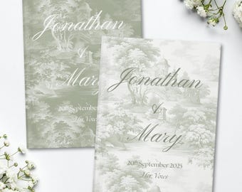 French Toile De Jouy Vow Books Custom His And Her Vow Books Wedding Keepsake Personalized Romantic Wedding Ceremony Gift Chinoiserie Style