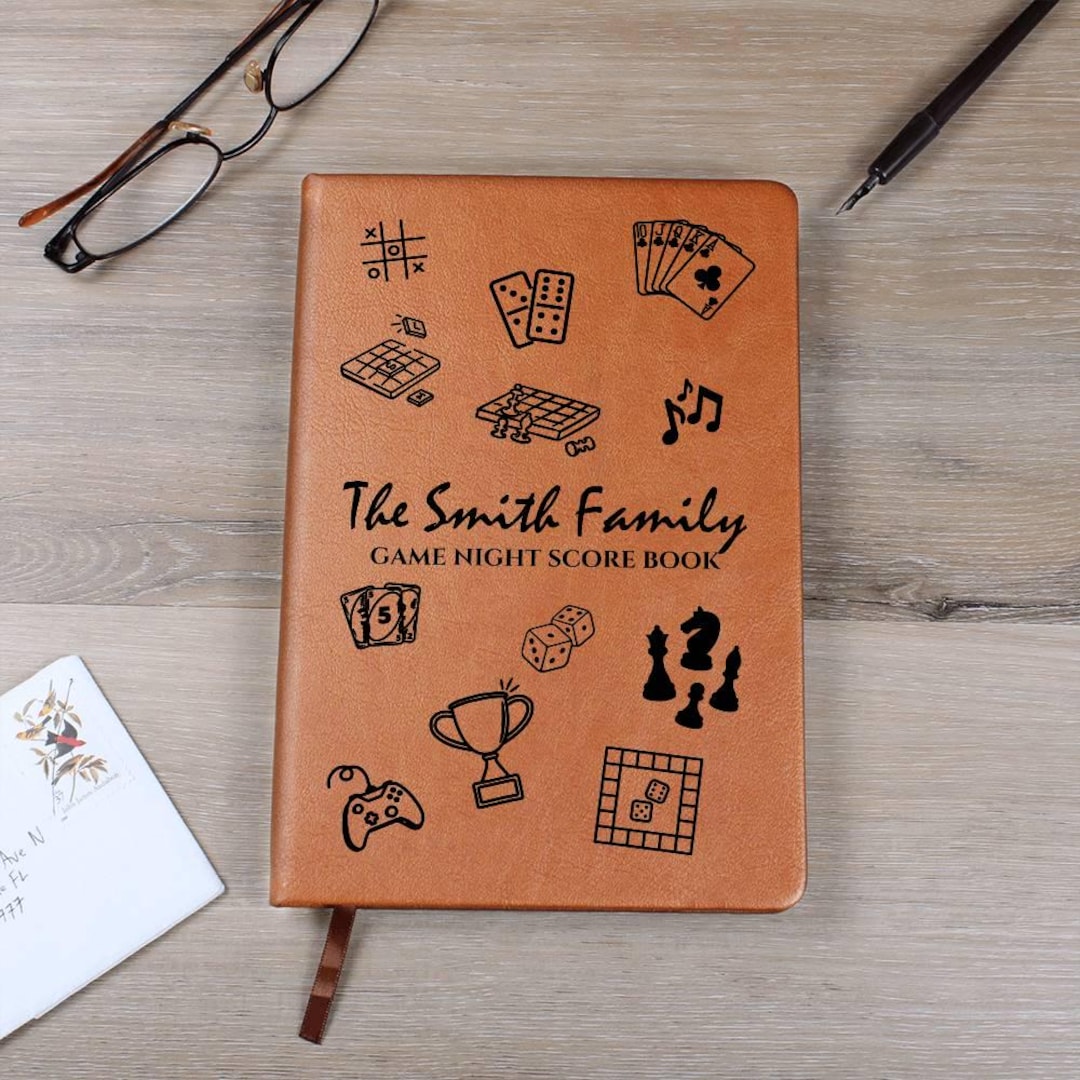 Custom Family Game Night Journal, Personalized Vegan Leather Score Book ...