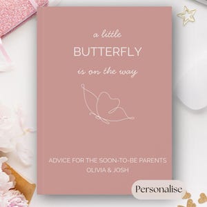 Butterfly Baby Shower Guest Book - Advice for Parents, Personalized Memory Journal, Gender Neutral, Custom Keepsake Gift, Baby Shower Book
