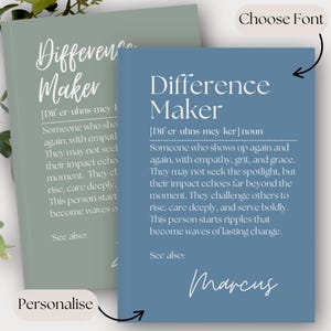 Difference Maker Journal, Custom Coworker Gifts, Inspirational Notebook for Teachers, Personalized Mentor Leader Appreciation Thank You Gift