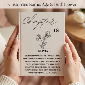 18th Birthday Gift for Her or Him-Chapter 18 Name Journal, Birth Month Flower Notebook, Personalized Birthday Gift for 18 Year Old Daughter