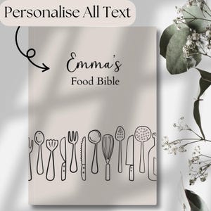 Personalised Recipe Journal - Cooking Notebook, Recipe Organiser, Kitchen Diary, Cooking Gift for Foodie, Food Notepad For Recipes