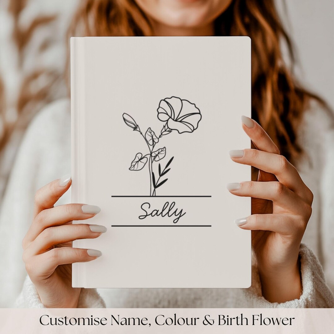 Birth Flower Name Journal, Personalized Journal Gift, Custom Journal ...