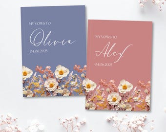 Wildflower Vow Books Custom His And Her Vow Books Wedding Keepsake Personalized Romantic Wedding Ceremony Gift, Wildflower Wedding