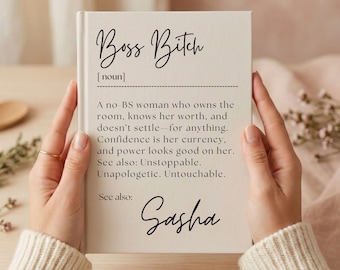 Prezent w postaci dziennika „Boss Bitch” – bezkompromisowy prezent dla kobiet, zadziorny notes wzmacniający, spersonalizowany, odważny prezent dla niej, dziewczyna z wulgaryzmami