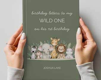 Birthday Letters For 1 Year Old - Jungle Safari 1st Birthday Book, Wild One Party Keepsake, 1st Birthday Gift For Him, Jungle Themed Party