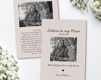 Letters to My Mum Memorial Journal, Custom Grief Journal, Mom Memory Book Remembrance Loss of Mother Gift, Mother Sympathy Gift, Heaven Book