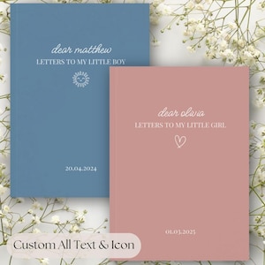 Diario personalizado "Cartas a mi hija": libro de recuerdos con nombre, diario con flores de nacimiento, regalo de mamá o papá, cuaderno de recuerdos para hijo.