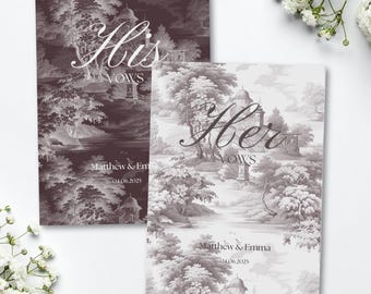 French Toile De Jouy Vow Books Custom His And Her Vow Books Elegant Wedding Keepsake Personalized Romantic Wedding Ceremony Gift Chinoiserie