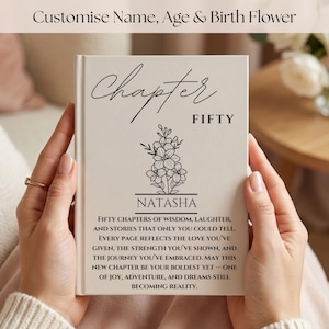 50th Birthday Gift for Her or Him-Chapter 50 Name Journal, Birth Month Flower Notebook, 50th Birthday Gift for Sister Aunt Bestie Coworker