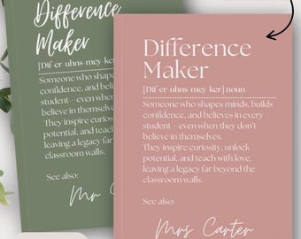 Geschenk für Lehreranerkennung - Personalisiertes Handlettering Journal, benutzerdefiniertes Lehrer-Notizbuch, Geschenk zum Schulanfang oder zum Jahresende