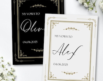 Personalized Vow books - Custom Wedding Ceremony Vow Booklets, Luxury Speech Notebook, Gifts for Bride and Groom, Vintage Elegant Vow Books