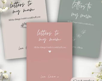 Letters to My Mum Memorial Journal, Custom Grief Journal, Mom Memory Book Remembrance Loss of Mother Gift, Mother Sympathy Gift, Heaven Book