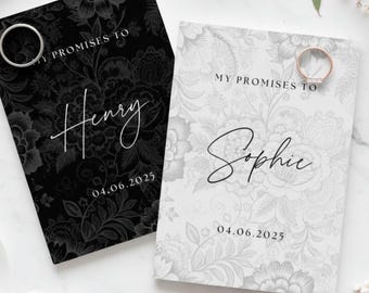 French Toile De Jouy Vow Books Custom His And Her Vow Books Roman Numerals Wedding Keepsake Personalized Romantic Wedding Ceremony Gift
