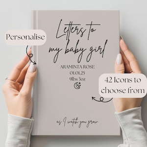 Diario personalizado con cartas para mi hija: libro de recuerdos personalizado con nombre e ícono: regalo de mamá o papá, cuaderno de recuerdos para hija