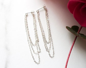 Inateannal Vintage Cristallo Goccia Orecchini Lunghi Strass Catena - Foto 13