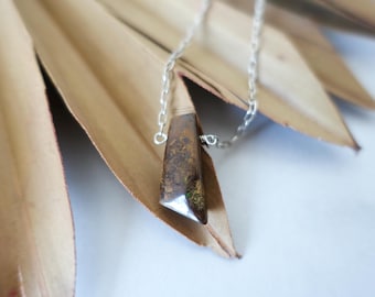 Colar com pingente de prata esterlina com opala boulder australiana, estilo boho.