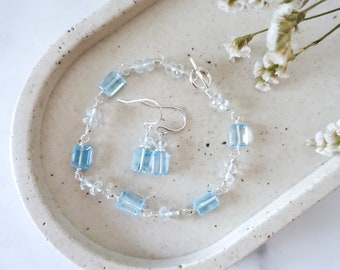 Bracciale Donna Catena Con Ciondolo Locket &ndash; Topazio Blu Cielo E Oro Giallo &ndash; Regolabile