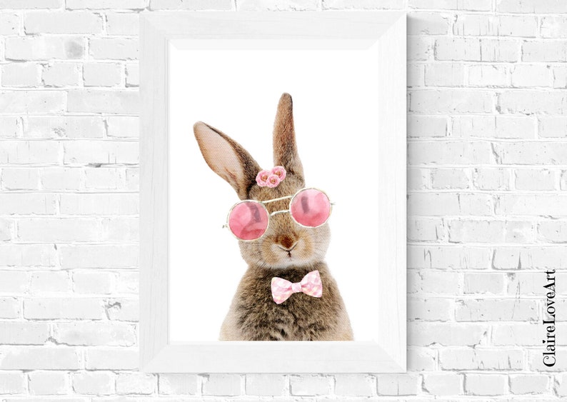 Download Bunny Woodland nursery print Rabbit with glasses Nursery ...