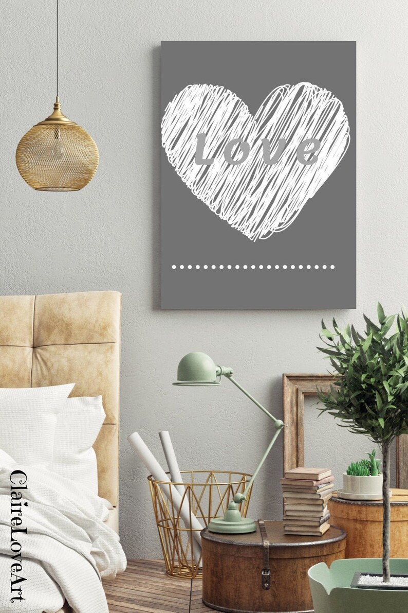 Heart Bedroom Wall Decor Heart Wall Art Instant Download Etsy