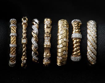 18K Solid Gold Stapelringe / Vintage Stil / Geschenk für Sie Für Ihn / Gold Stapelringe / Einfache Ringe Strukturierte Ringe / Paarringe