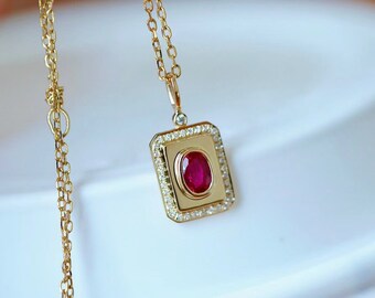 Personalized Charming Ruby Bridal Set/ruby necklace pendant/natural ruby gemstone/ July Birthstone/ Anniversary Gift for her mother's day